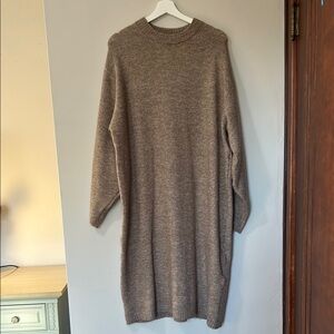 Cozy Brown Knit Sweater Dress